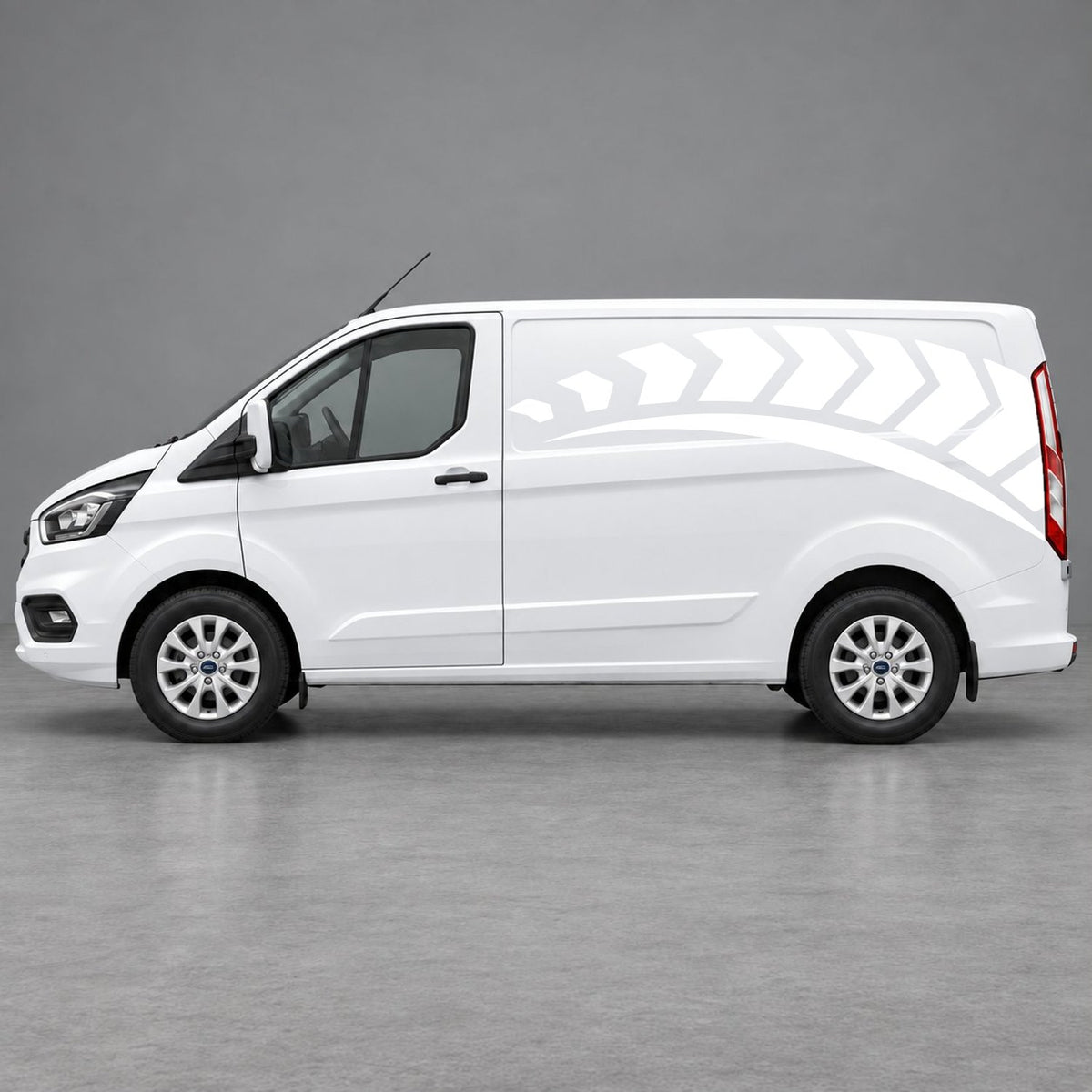 Ford Transit Custom Chevron Track Side Graphics in White & White