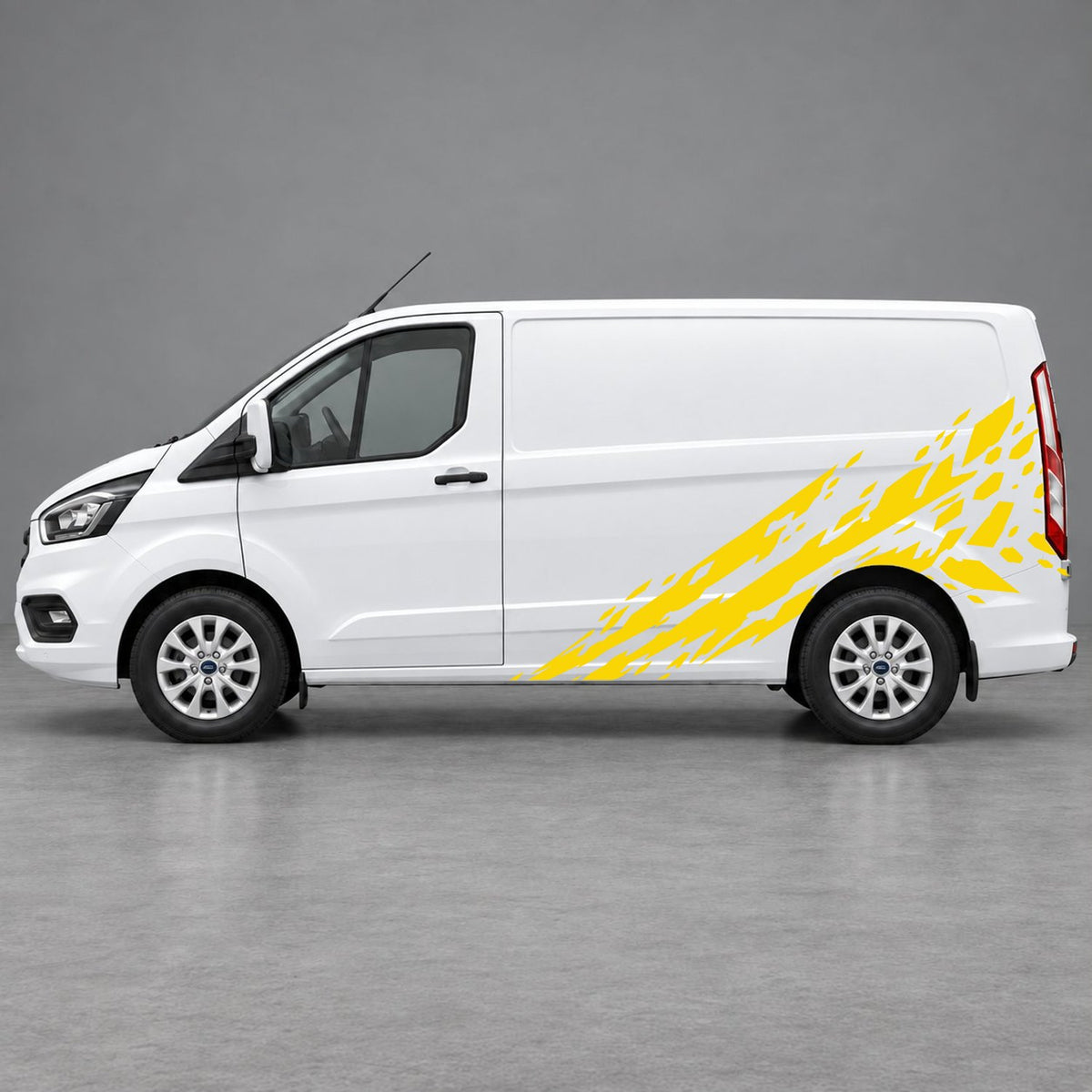 Ford Transit Custom Diagonal Brush-Stroke Side Graphics in Yellow