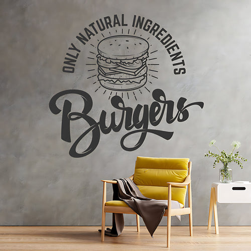 Burgers Wall Sticker – Only Natural Ingredients Burger Bar Decal