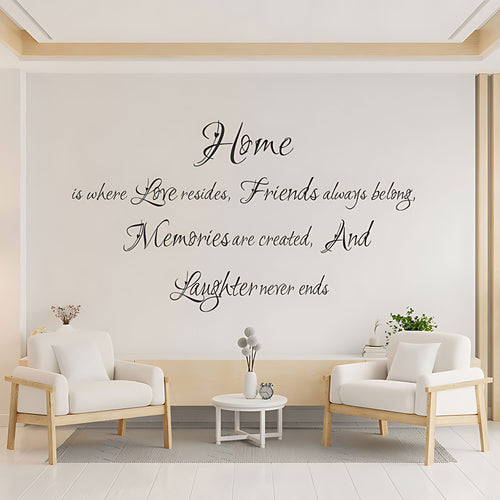 Home Is Where Love Resides Wall Sticker – Family Friends Memories Quote Decal