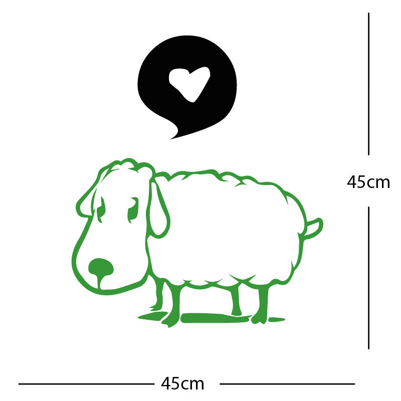 Sheep Wall Sticker – Cute Cartoon Farm Animal with Heart Speech Bubble Decal