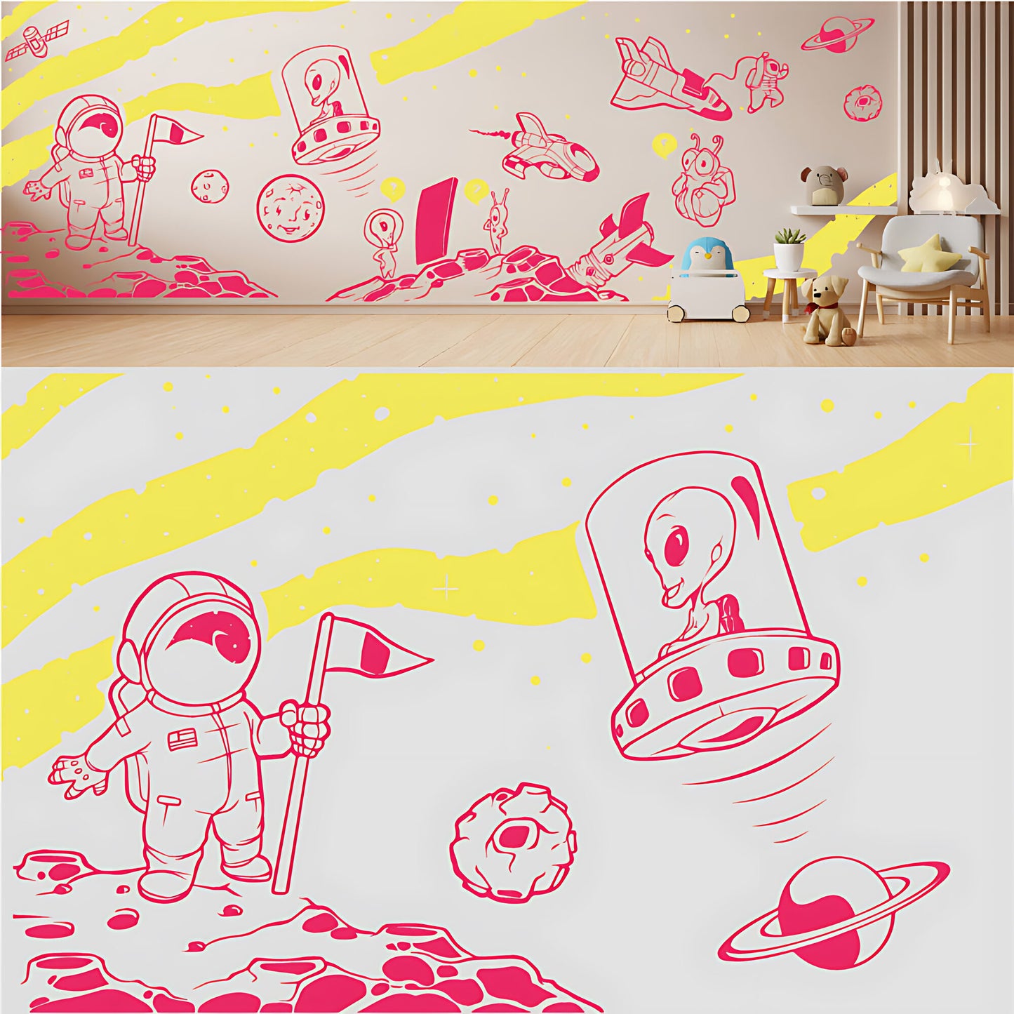 In Outer Space Complete Wall Mural – Kids Bedroom Vinyl Sticker Set
