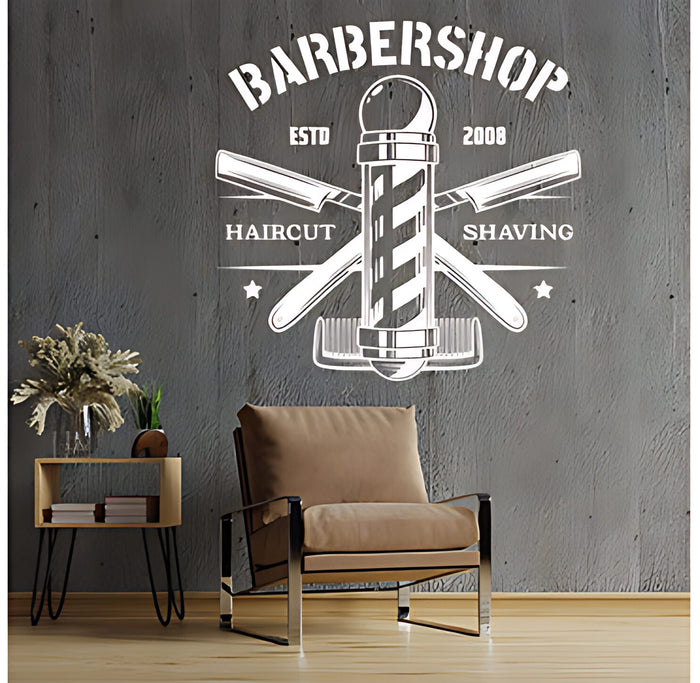 Bespoke Barbershop Wall Art – Est. Year Professional Service Bearded Man