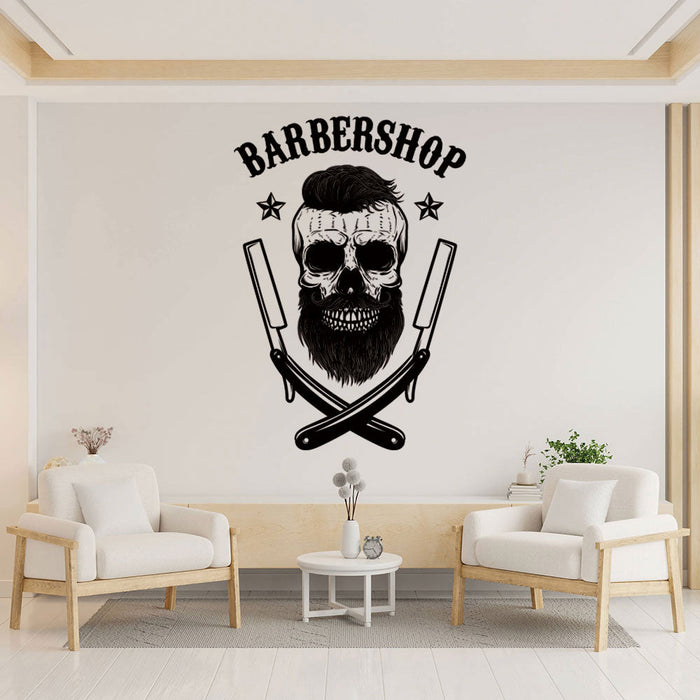 Hipster Barber Shop Wall Sticker - Barber Decal