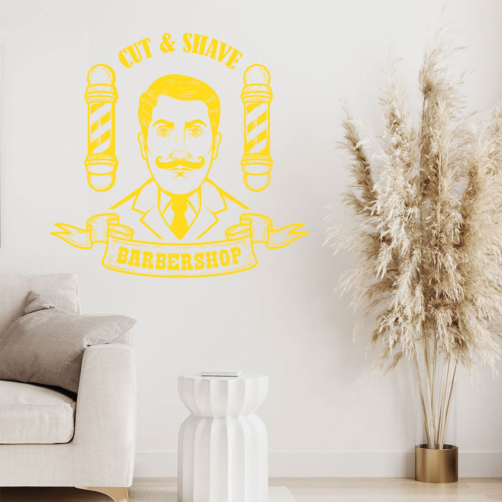 Stylish Hipster Beard Barber Shop Wall Sticker & Decal | UK Made