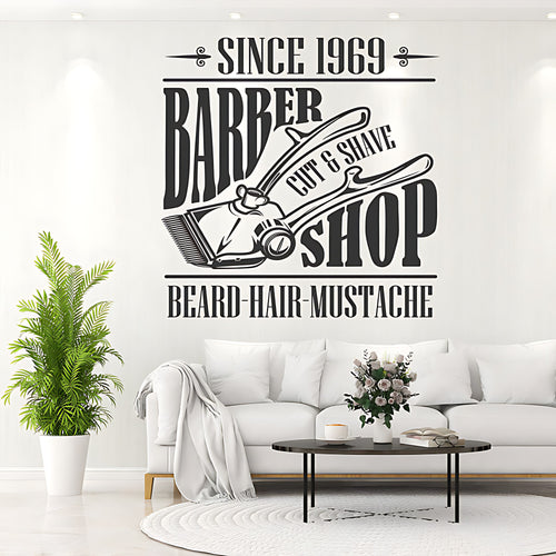 Hipster Beard Barber Shop Wall Sticker & Barbershop Decal | UK Made