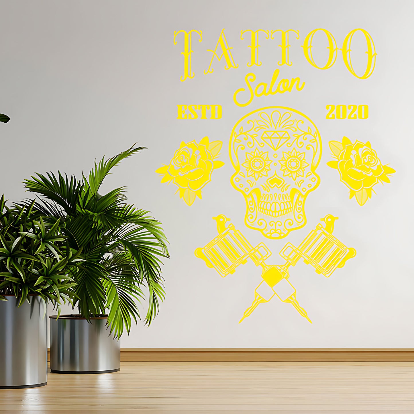 Tattooist Skull Graphics Wall Sticker for Tattoo Parlour Decor