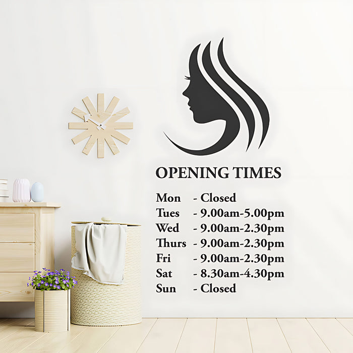 Hair & Beauty Salon Wall Sticker - Custom Opening Times Quote Decal