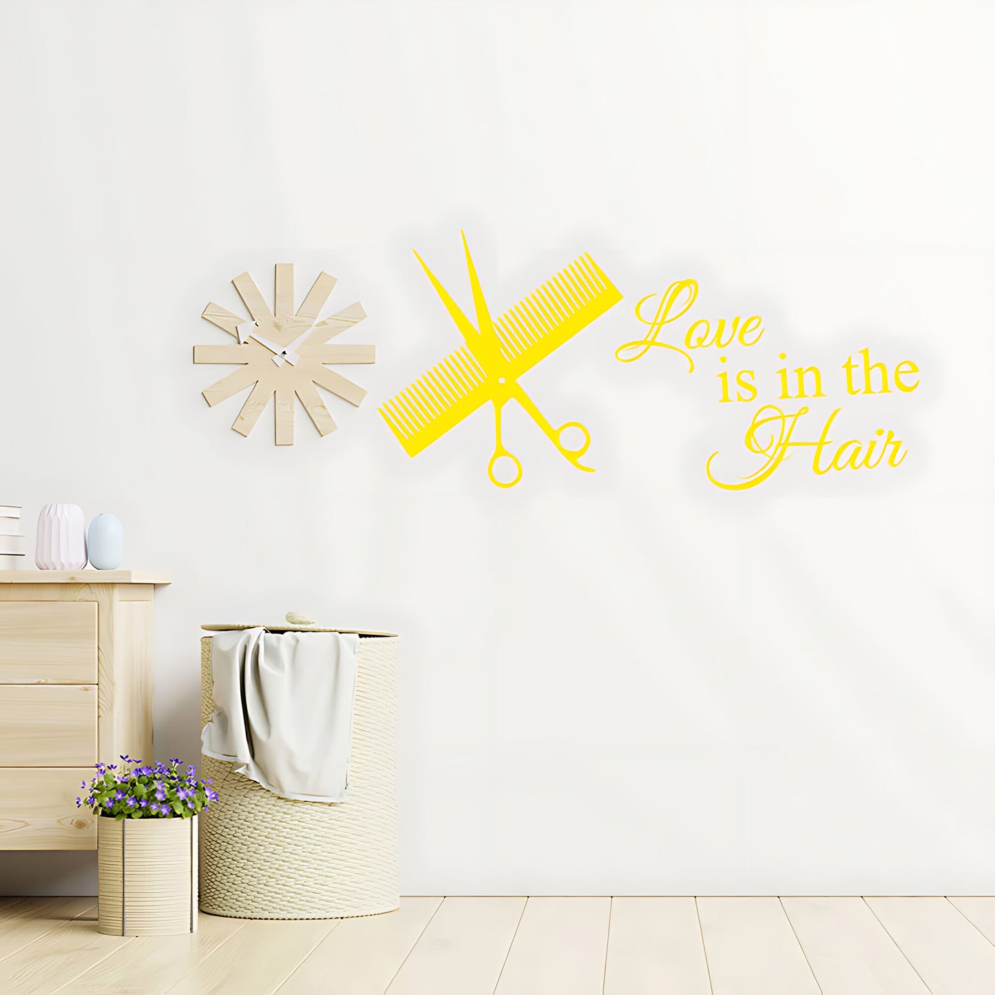 Love is in the Hair Salon Wall Sticker - Hairdresser Quote Decal