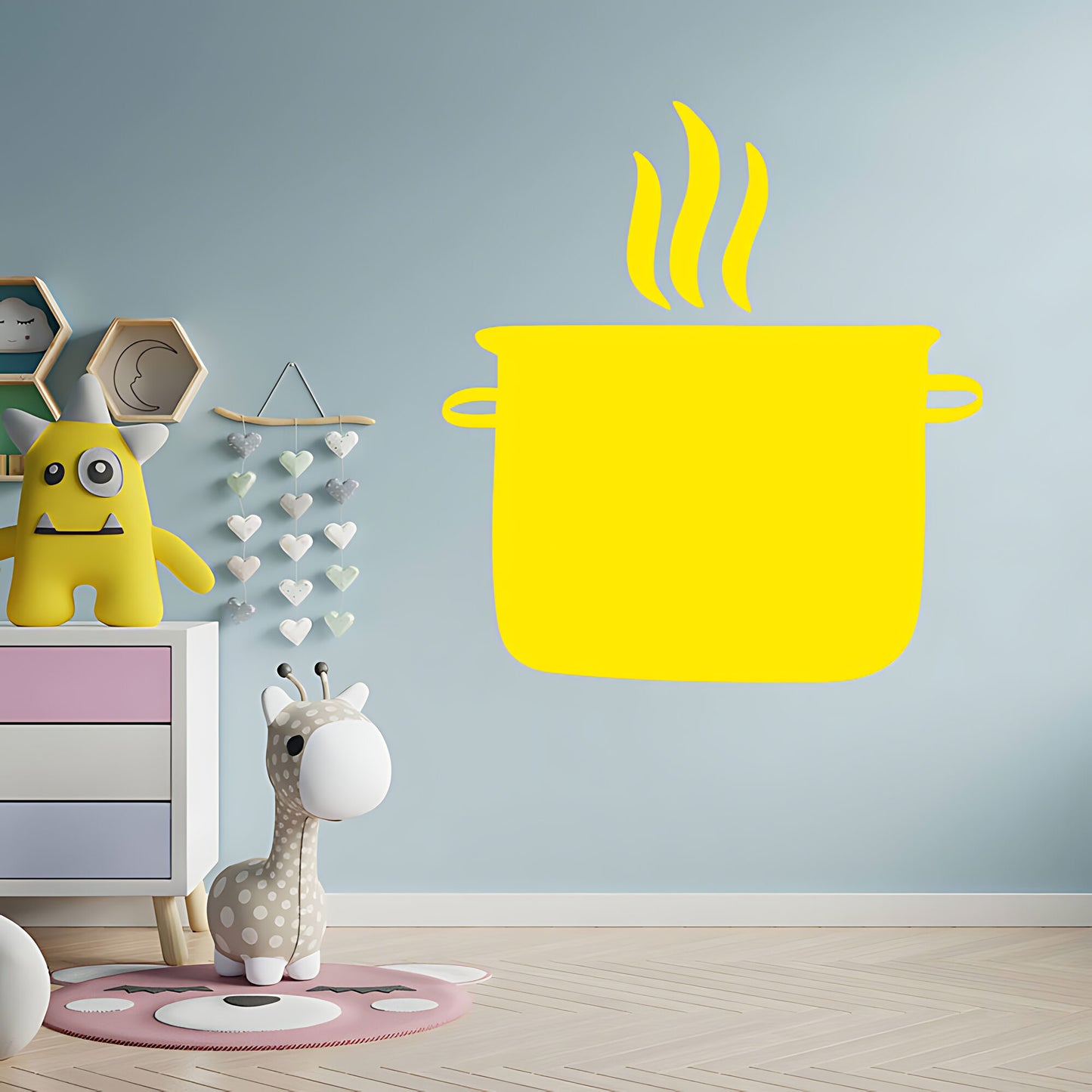 Simmer Down Pots and Pans Wall Sticker - Humorous Kitchen Quote Decal