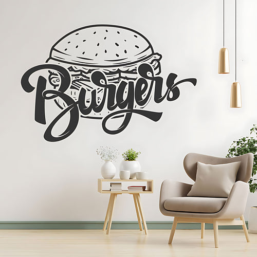 Burger Bar Wall Sticker – Takeaway & Cafe Vinyl Decal