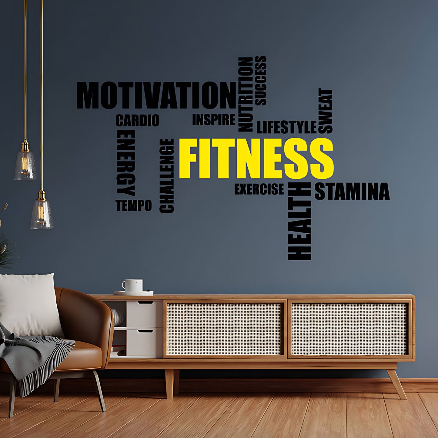 Gym Word Cloud Wall Sticker - Fitness Vinyl Decal