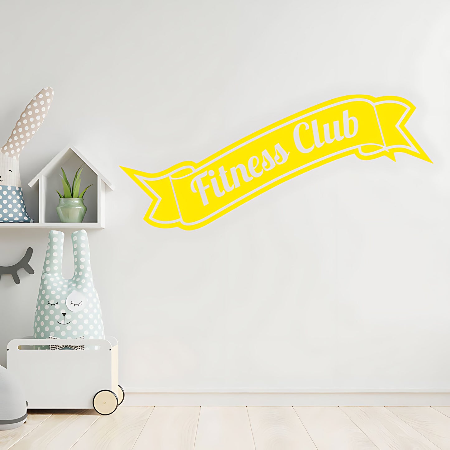 Fitness Club Wall Sticker – Retro Banner Gym Exercise Vinyl Decal