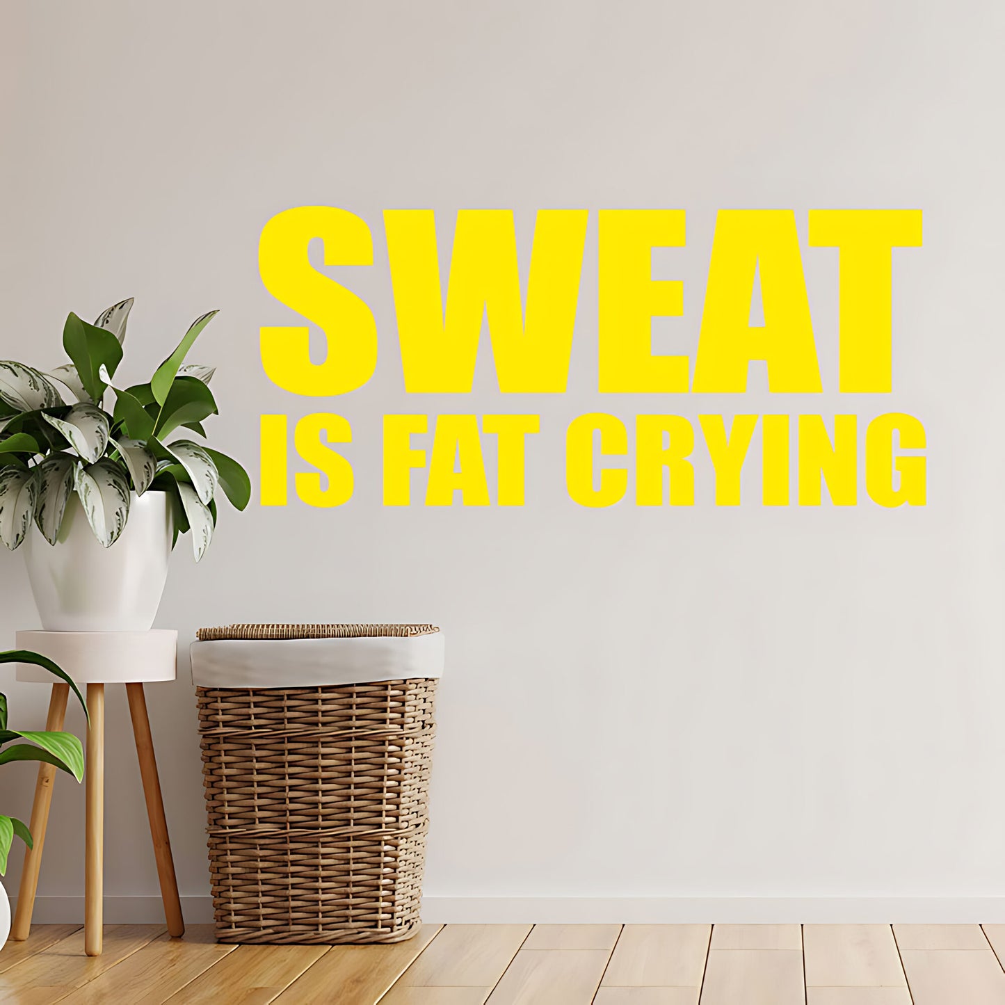 Sweat Is Fat Crying Wall Sticker – Gym Motivation Quote Decal