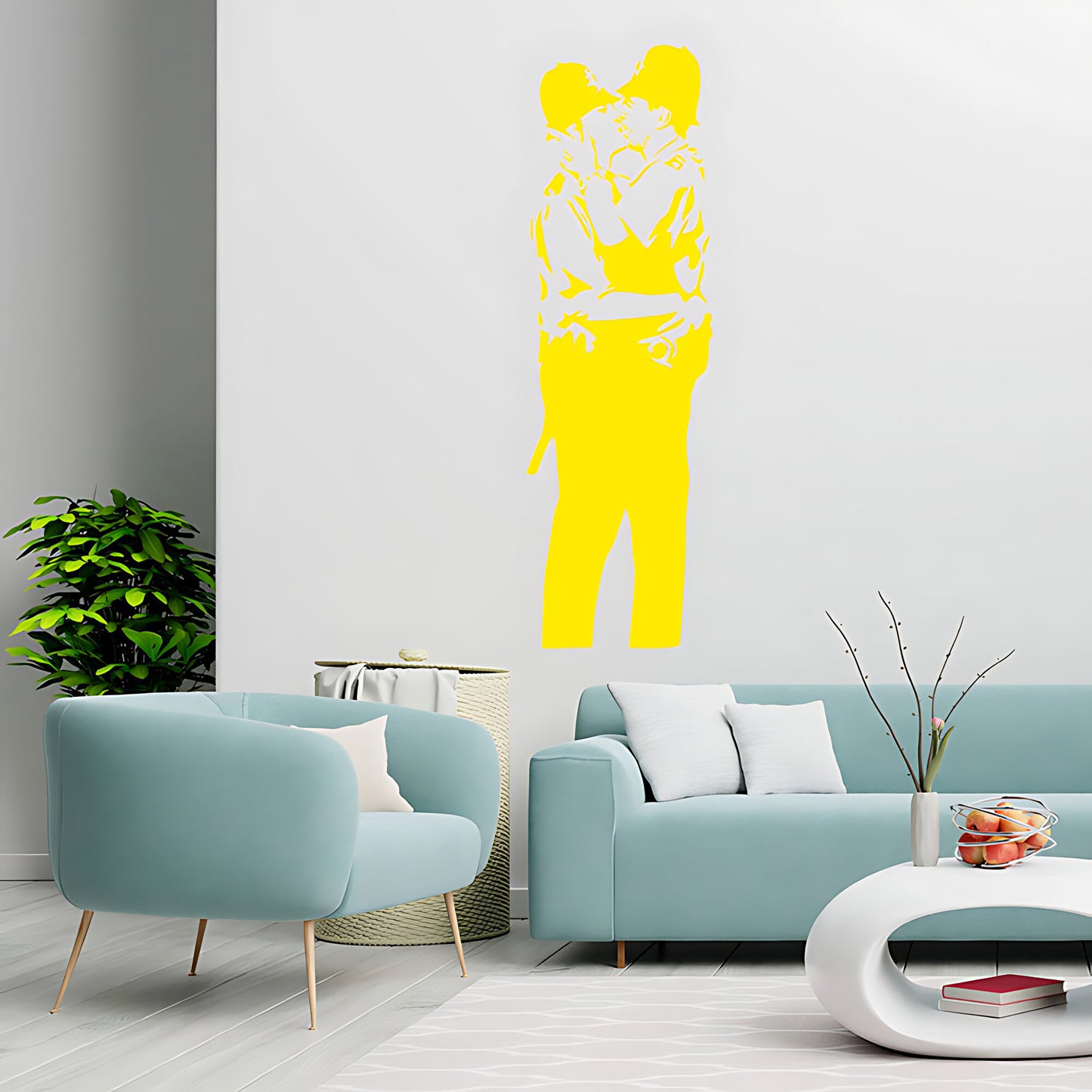 Kissing Cops Coppers Wall Art Sticker Decal - Banksy Style