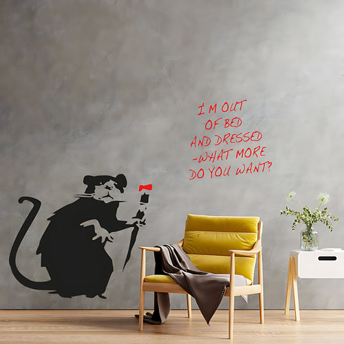Banksy Out of Bed and Dressed Rat Wall Sticker – Graffiti Art Decal