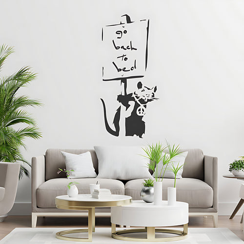 Go Back to Bed Rat - Banksy Wall Art Sticker Decal
