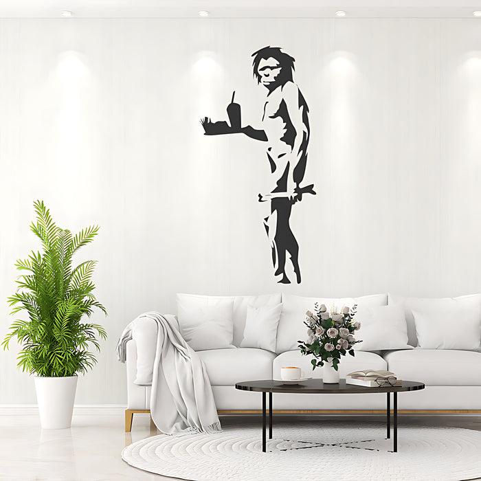 Caveman Takeaway - Banksy Style Wall Sticker Decals