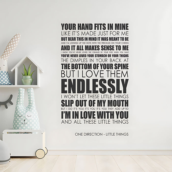 One Direction Little Things Song Lyrics Wall Sticker – Music Decal