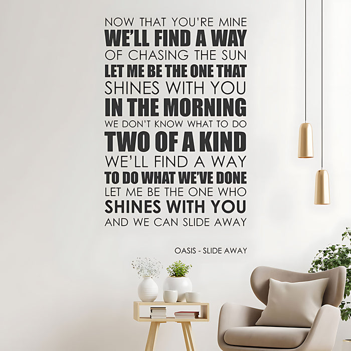 Oasis Slide Away Song Lyrics Wall Sticker – We Can Slide Away Decal