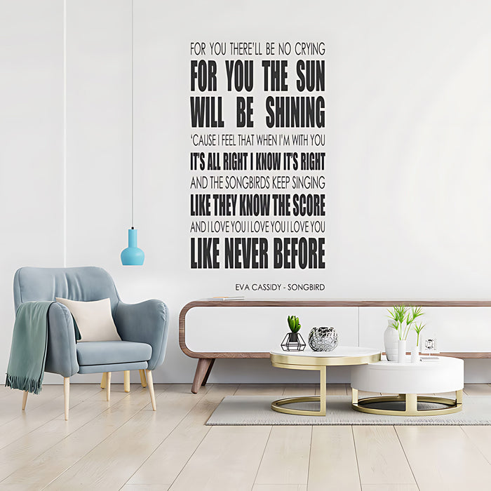 Eva Cassidy Wall Art Sticker - Songbird Lyrics Music Quote