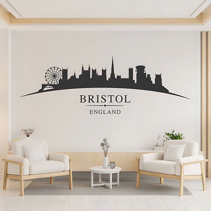 Bristol England Skyline Wall Sticker – Clifton Suspension Bridge Cityscape