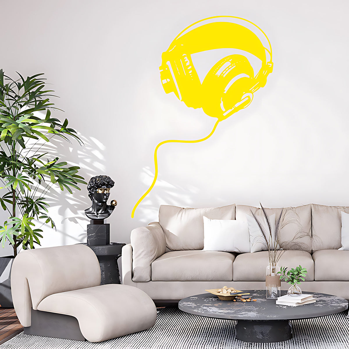 Studio Headphones Wall Sticker – Over-Ear DJ Music Vinyl Decal