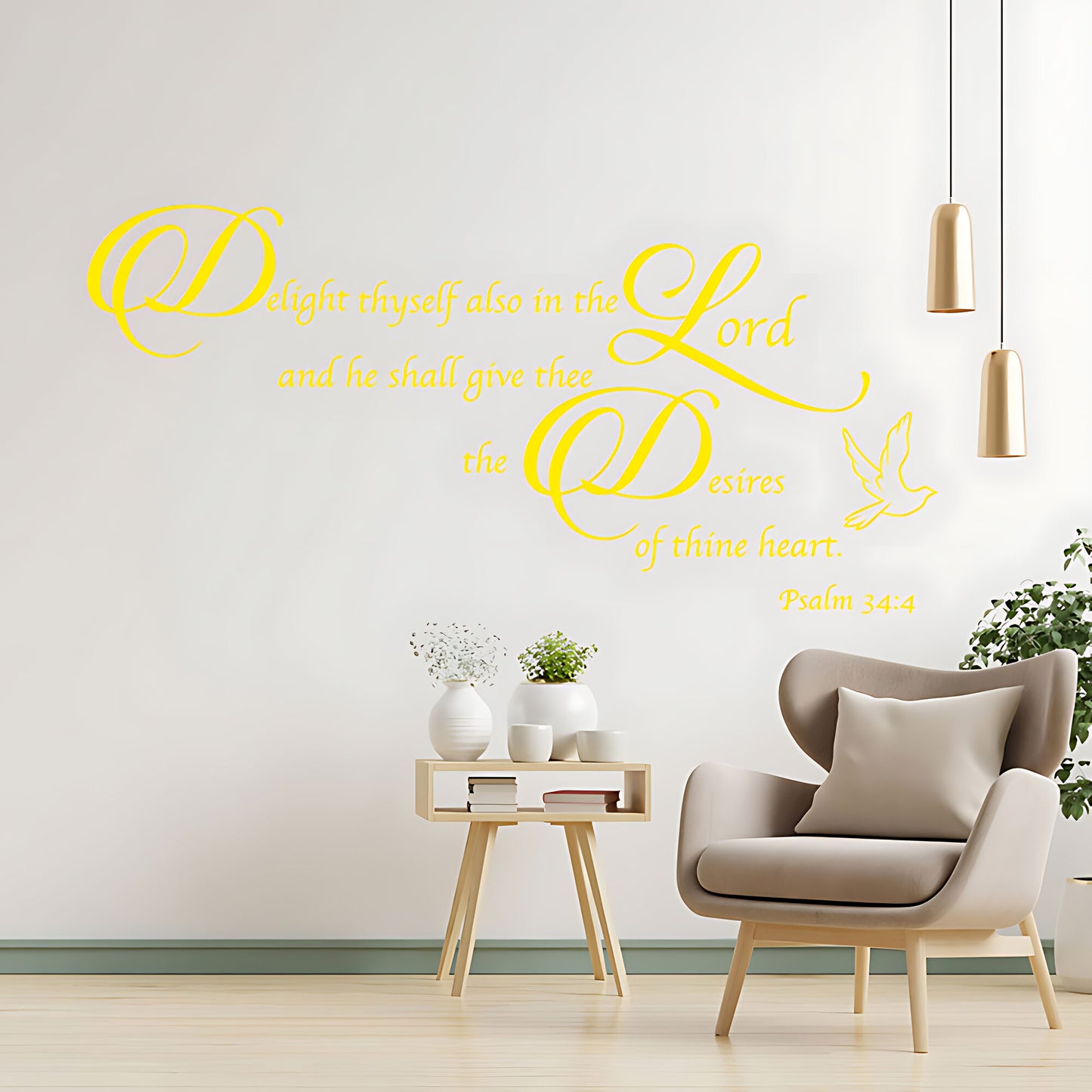 Delight Thyself in the Lord Wall Sticker – Psalm 34:4 Bible Verse Decal