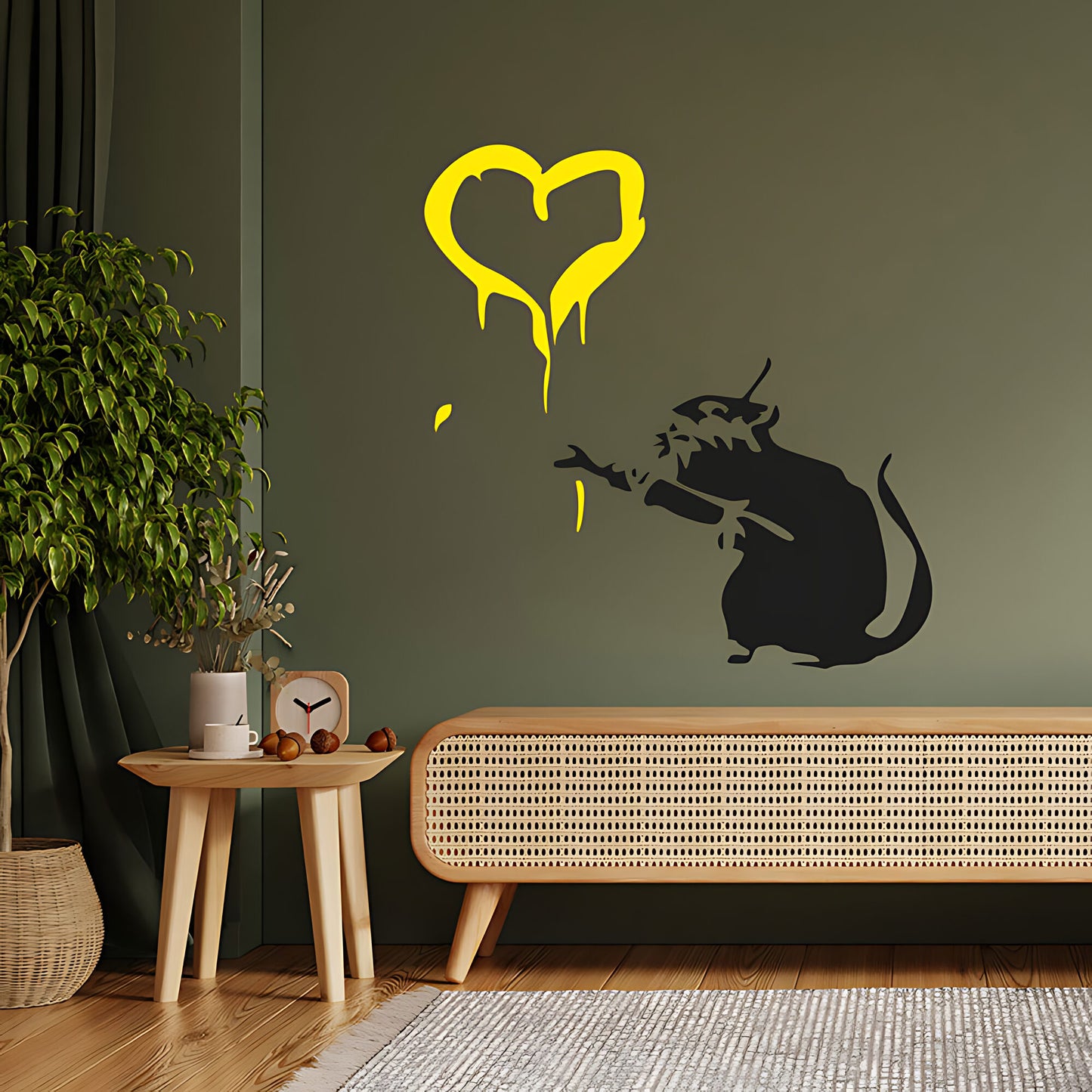 Rat Heart Wall Art Sticker Decal - Banksy Style