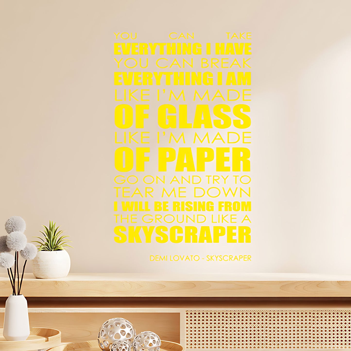 Demi Lovato Wall Art Sticker - Skyscraper Lyrics Music Quote