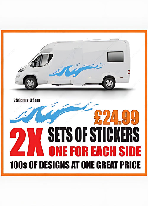 Wave Style Caravan Side Graphics – Caravan Vinyl Decals
