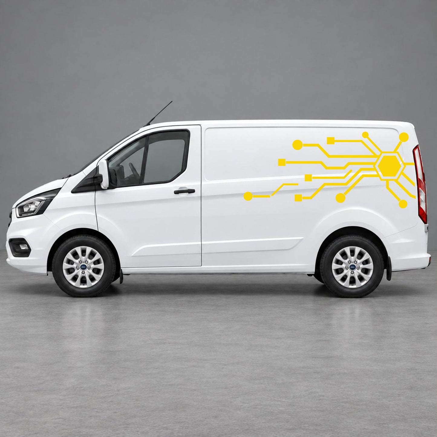 Ford Transit Custom Circuit Board Side Graphics in Yellow