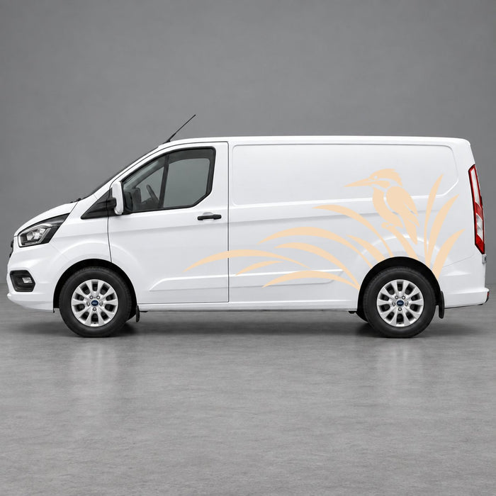 Ford Transit Custom Hibiscus Floral Sweep Side Graphics in Beige