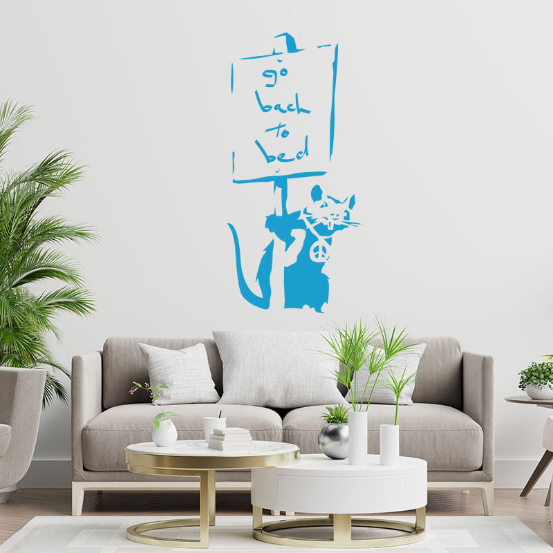 go back to bed rat banksy wall sticker