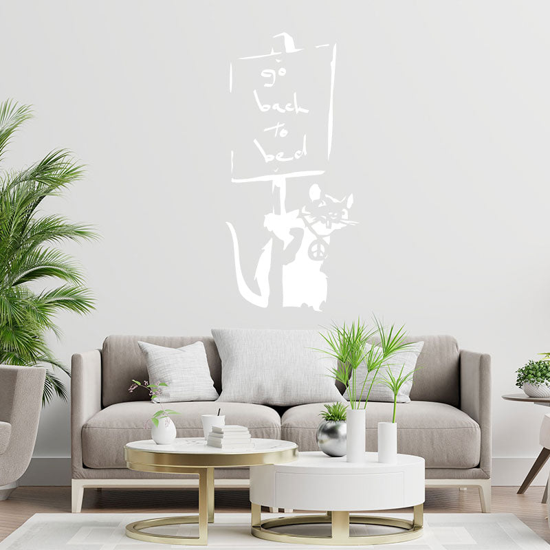 go back to bed rat banksy wall sticker