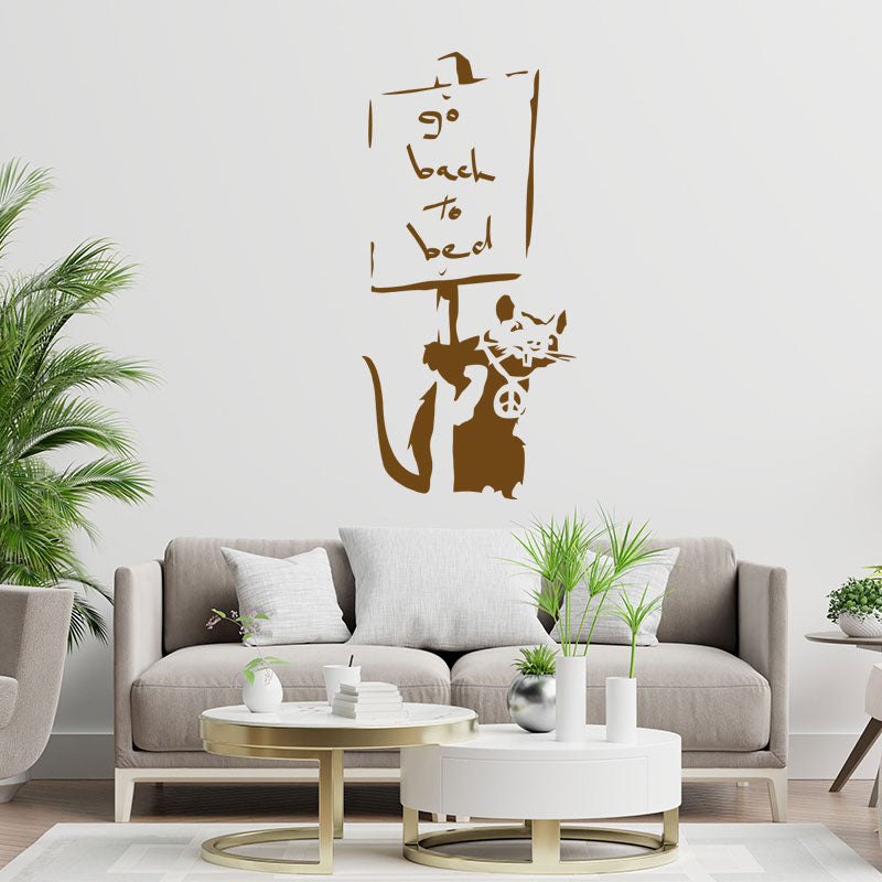go back to bed rat banksy wall sticker