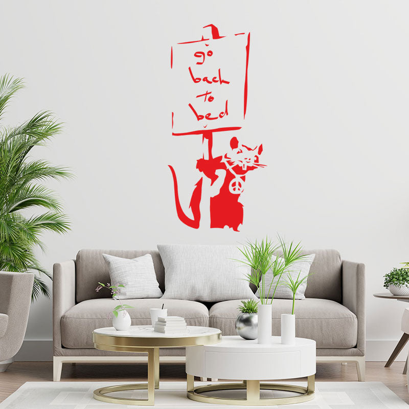 go back to bed rat banksy wall sticker