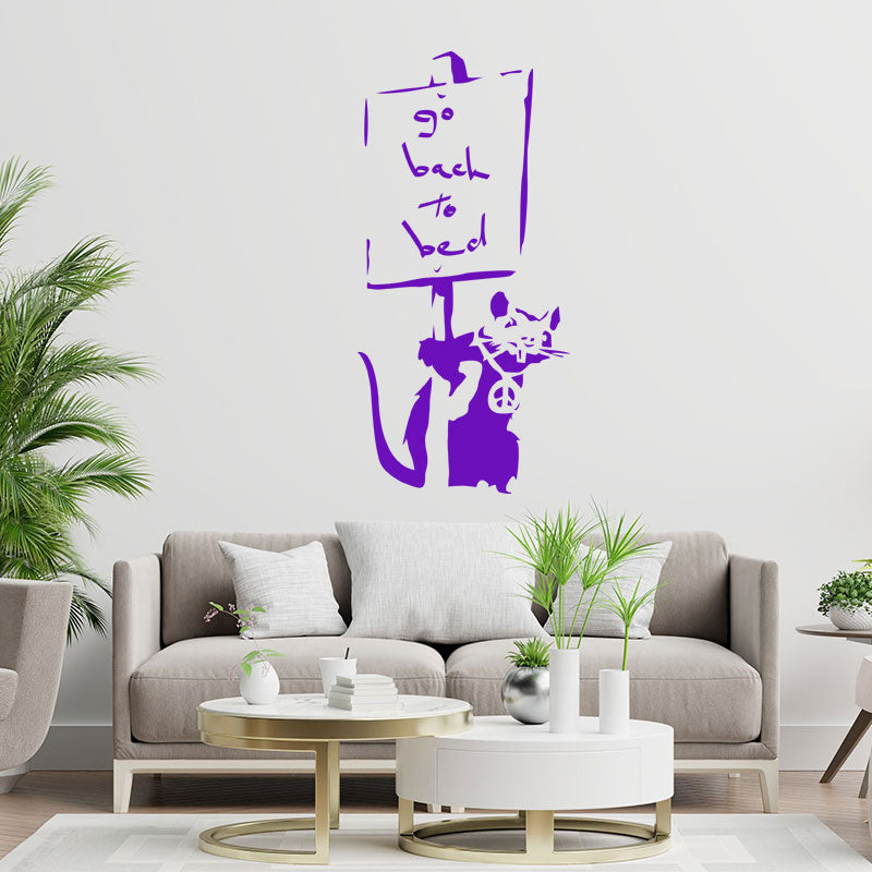go back to bed rat banksy wall sticker