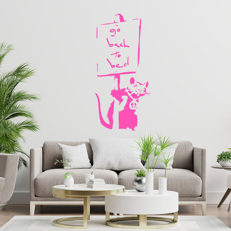 go back to bed rat banksy wall sticker