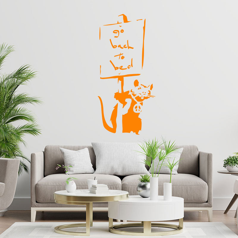 go back to bed rat banksy wall sticker