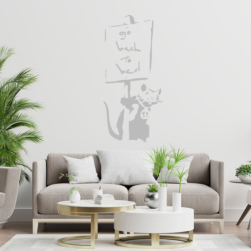 go back to bed rat banksy wall sticker