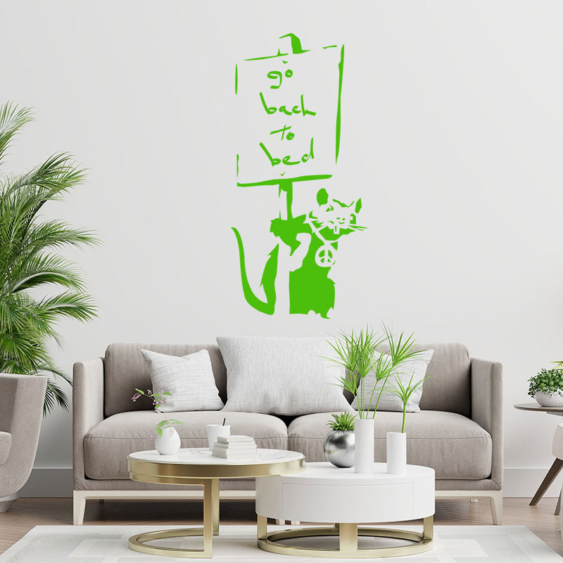 go back to bed rat banksy wall sticker