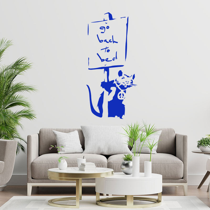 go back to bed rat banksy wall sticker