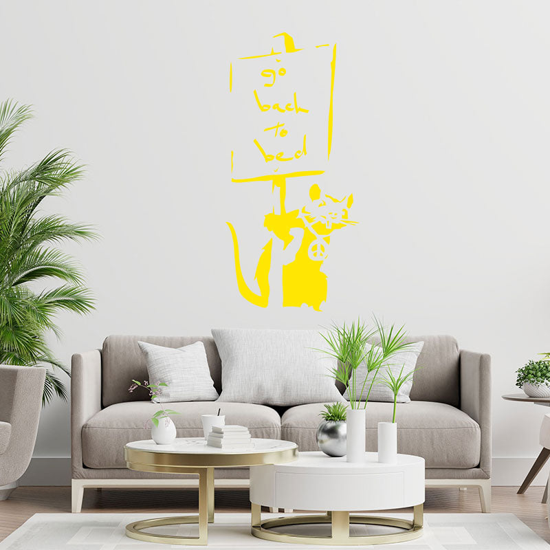 go back to bed rat banksy wall sticker