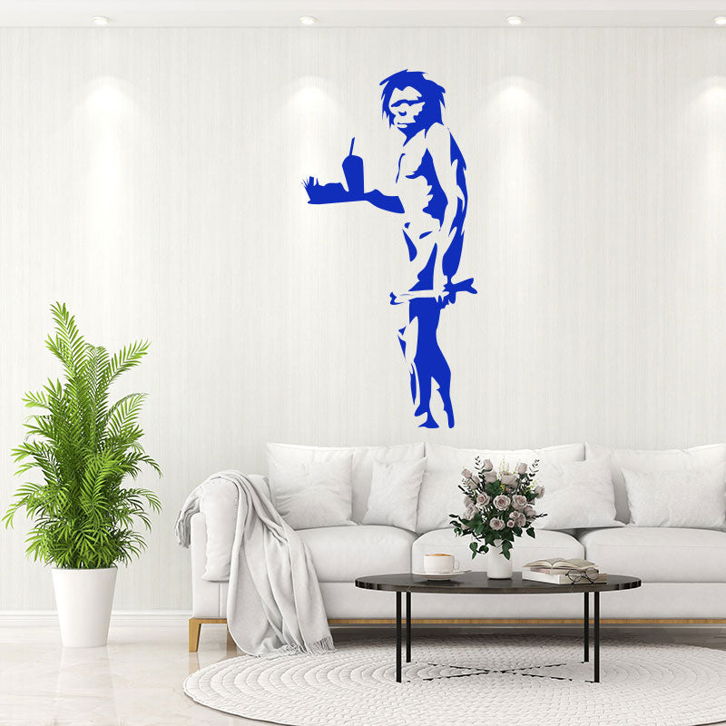 caveman takeaway banksy style wall sticker