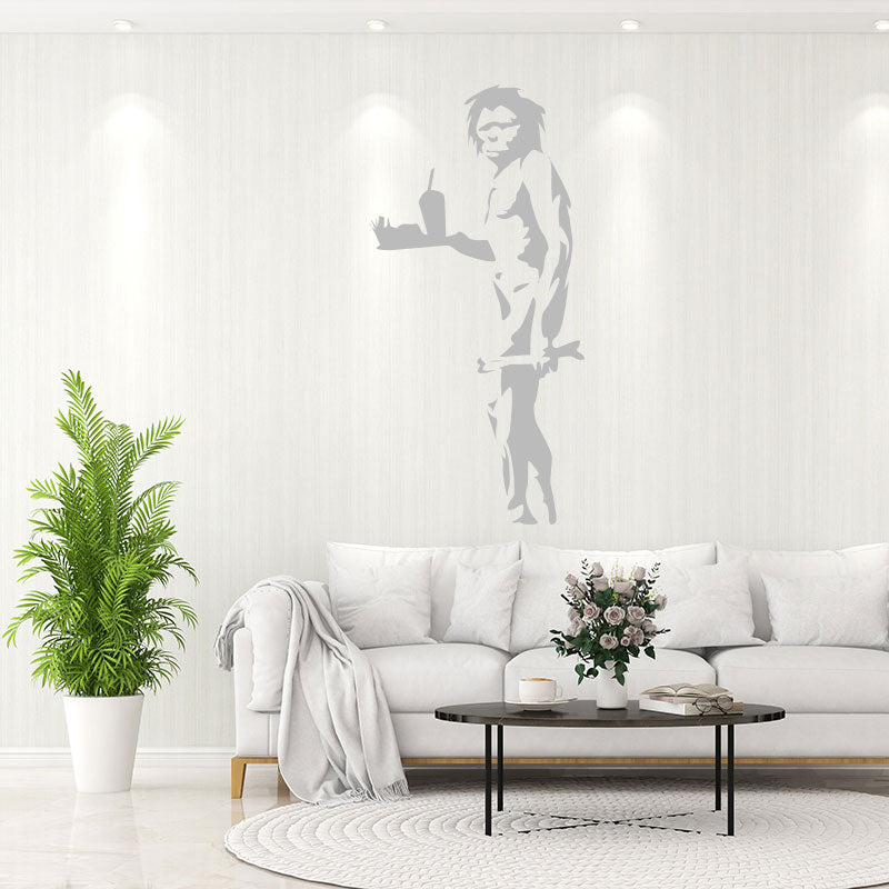caveman takeaway banksy style wall sticker