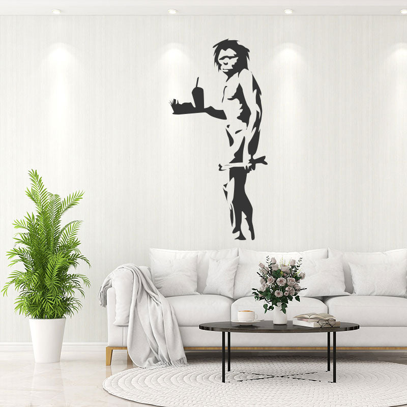 caveman takeaway banksy style wall sticker