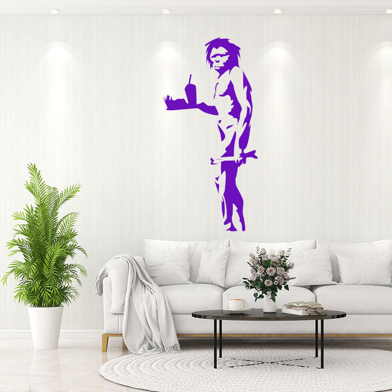caveman takeaway banksy style wall sticker