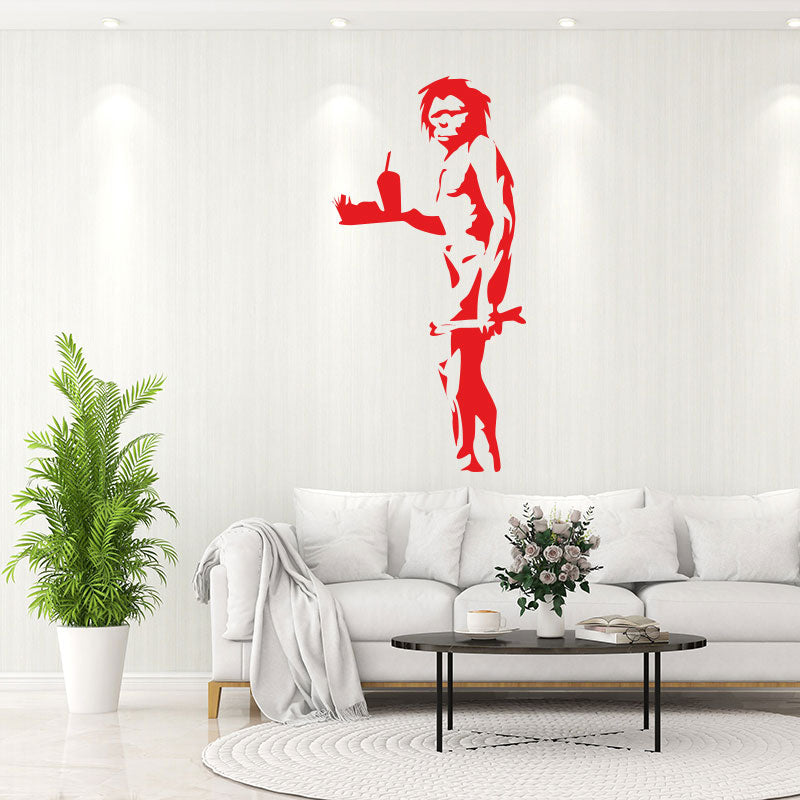 caveman takeaway banksy style wall sticker