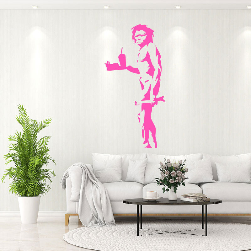 caveman takeaway banksy style wall sticker